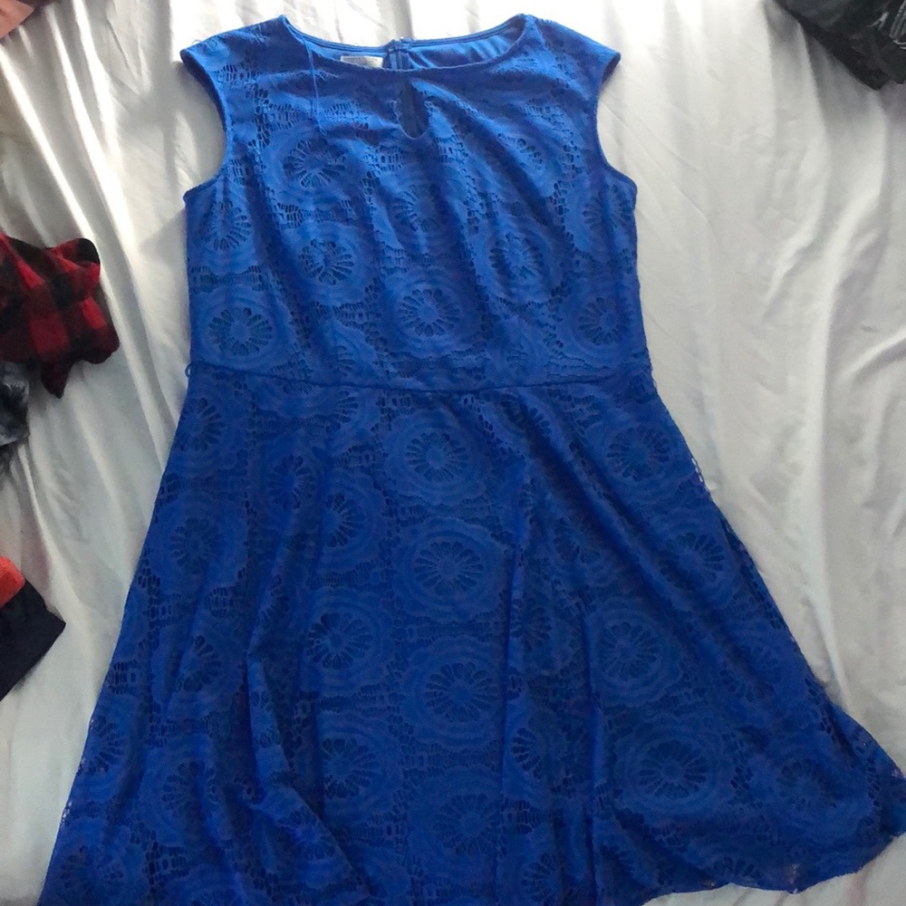 Blue casual lace dress